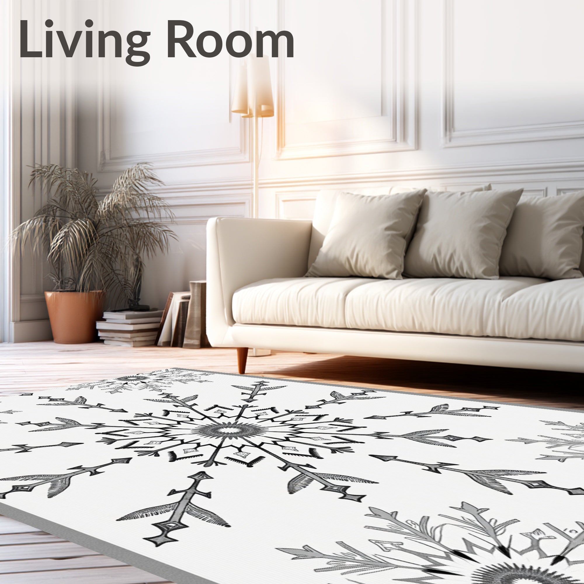 Monochromatic Snowflake Symmetry Garden Rug