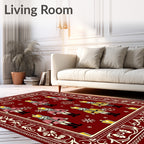 Crimson Nutcracker Soldiers and Snowflakes Rug