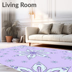 Lavender Purple Starburst Floral Bloom Rug