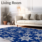 White Snowflake Forest Winter Scene Rug