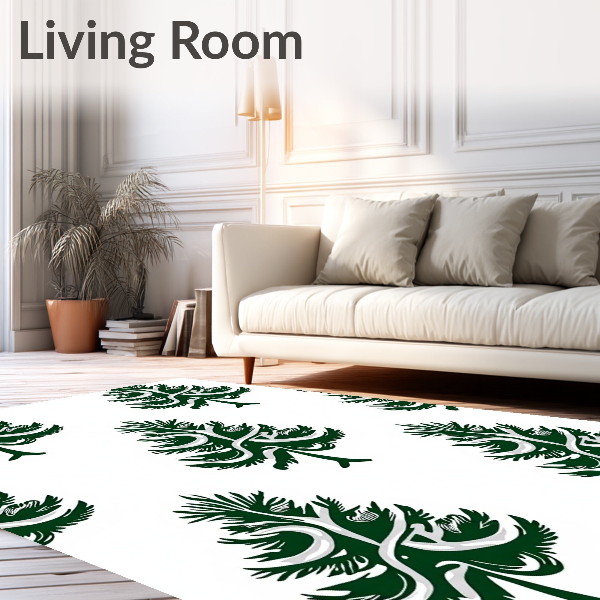 Dark Green Snowy Evergreen Tree Rug