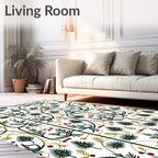 Green Red Leafy Vine Arabesque Rug