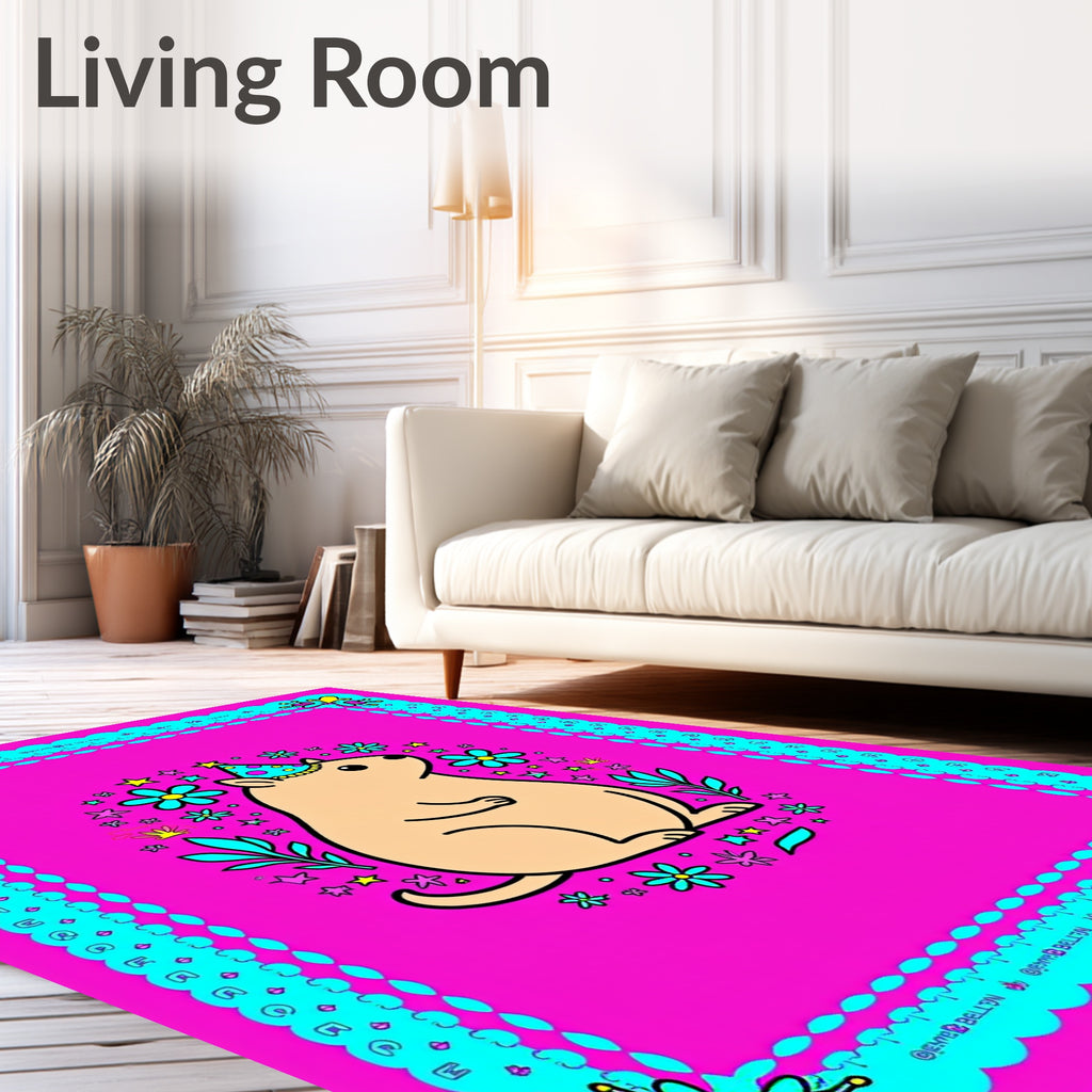 Pink Groundhog Birthday Party Celebration Rug