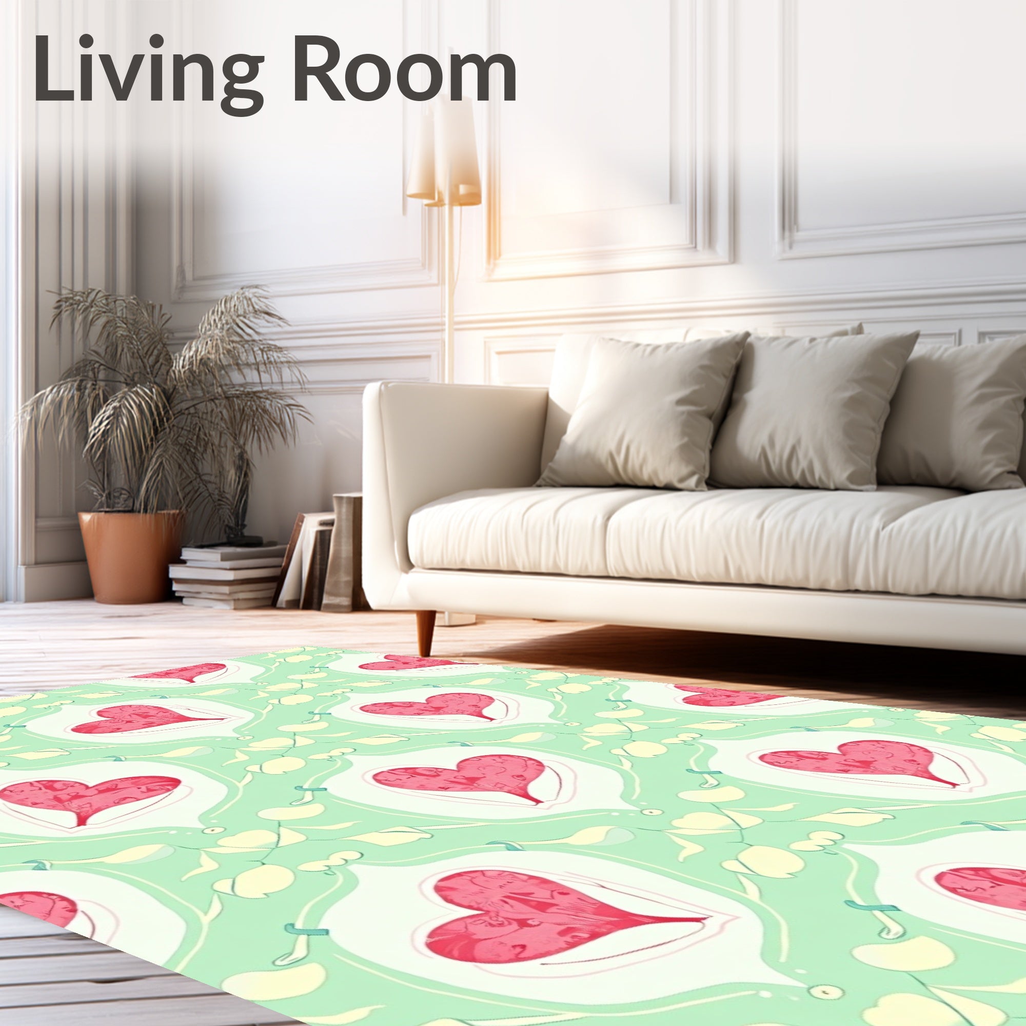 Whimsical Red Heart Floral Lattice Rug