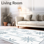 Winter Blue Snowflake Striped Rug