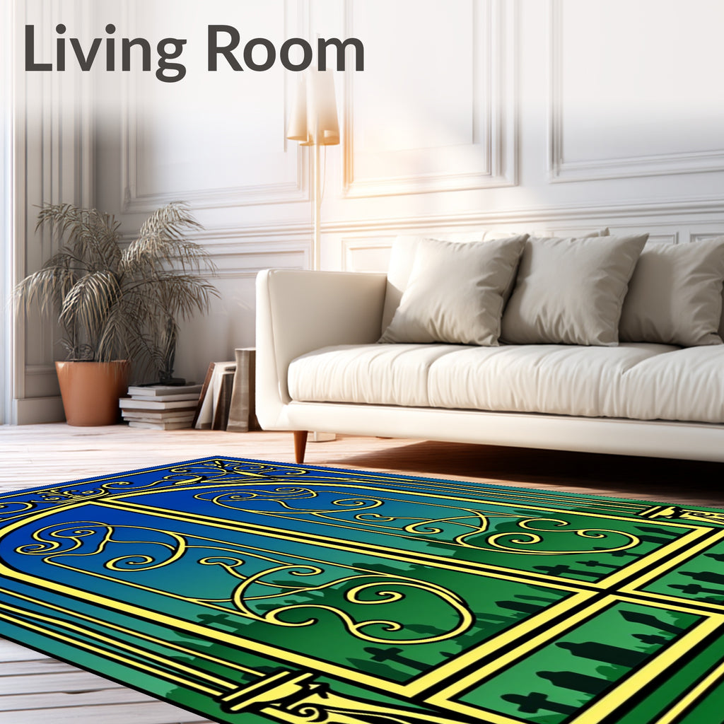 Golden Art Nouveau Cemetery Gates Rug