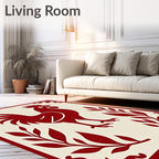 Crimson Rooster Branch Border Rug