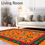 Whimsical Skeleton Christmas Celebration Border Rug
