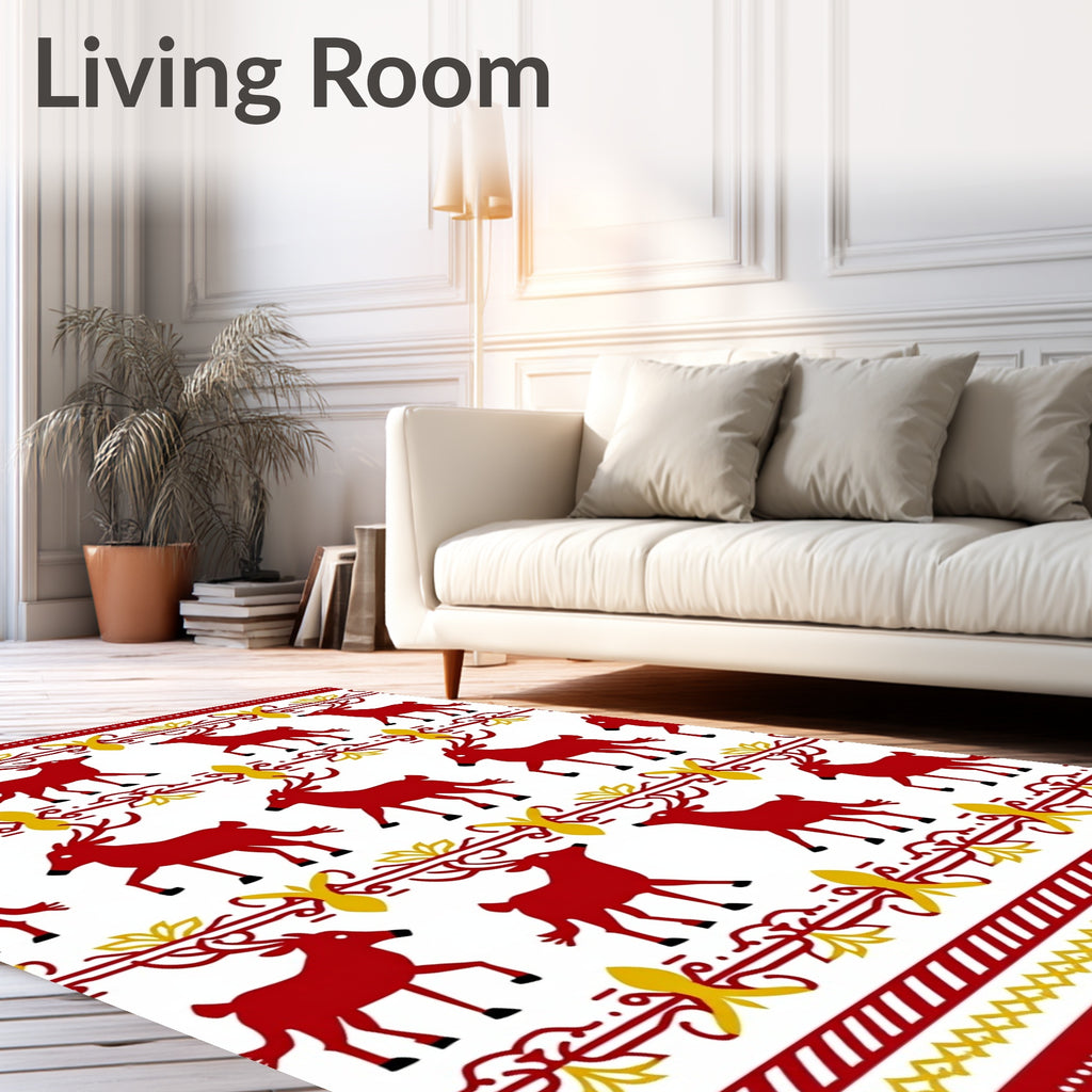 Rustic Red Deer with Golden Border Rug
