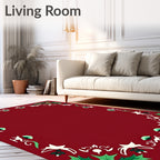 Crimson Holly Berry Bird Garlands Rug