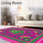 Vibrant Pink Bell Floral Garden Rug