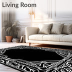 Ornate White Geometric Floral Frame Rug