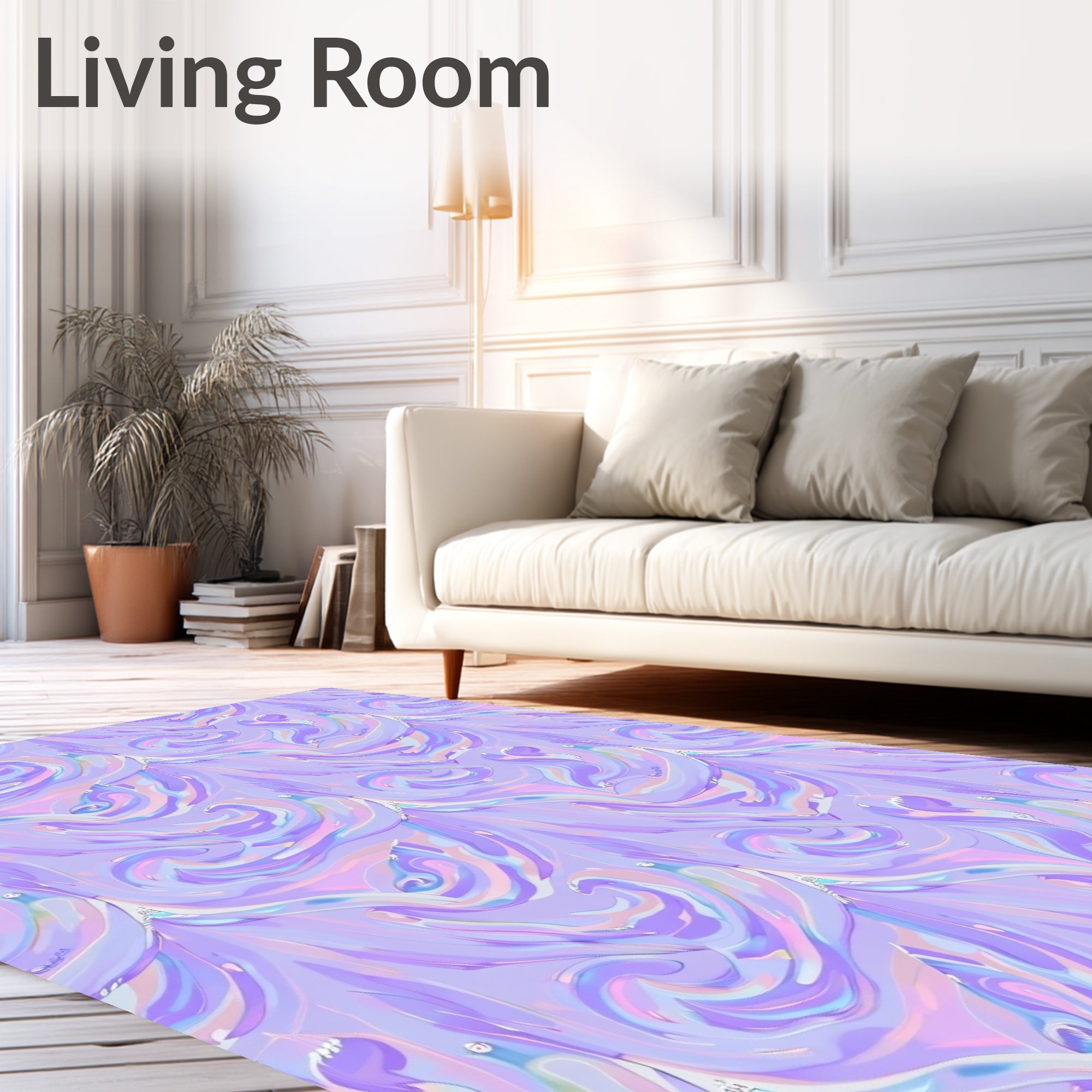 Holographic Lavender Swirls Rug