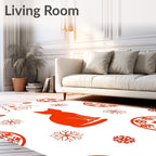 Whimsical Orange Cat Snowflake Medallion Rug