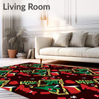Abstract Red Green Chain Elements Rug