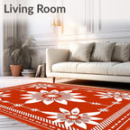 Rustic Red Floral Garden Art Rug