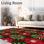 Crimson Red Floral Cherry Medallion Rug