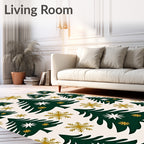 Forest Green Christmas Trees Snowflakes Design Rug