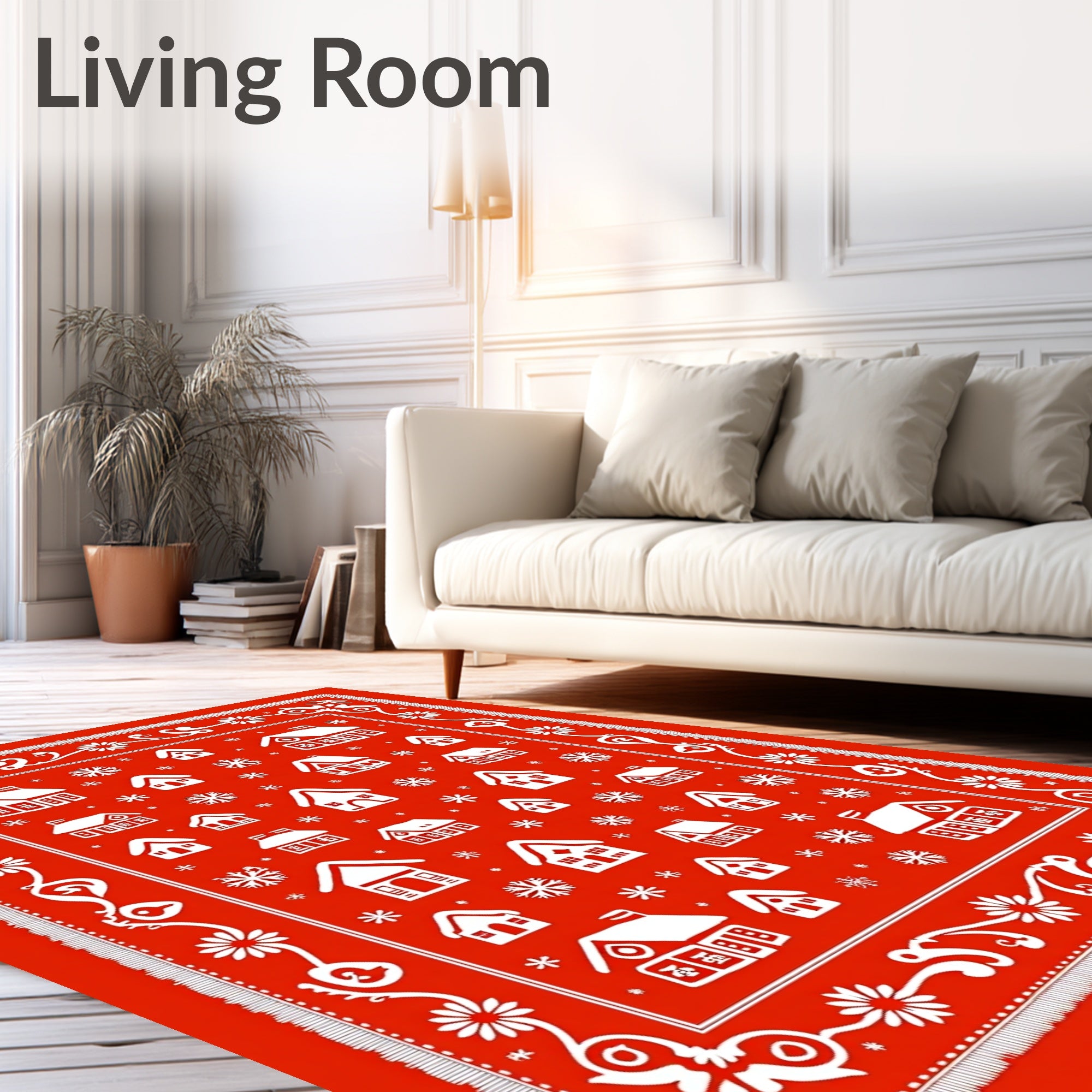 Cozy Red Village Snowflake Rug