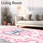Pretty Pink Blush Bow Floral Rug