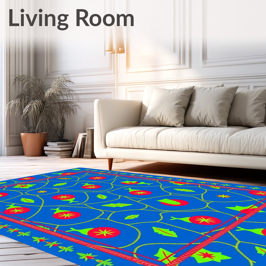 Bold Blue Red Green Abstract Rounds Rug