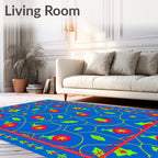 Bold Blue Red Green Abstract Rounds Rug