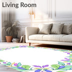Pastel Floral Swirl Border Rug