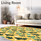 Winter Evergreen Foliage Yellow Rug
