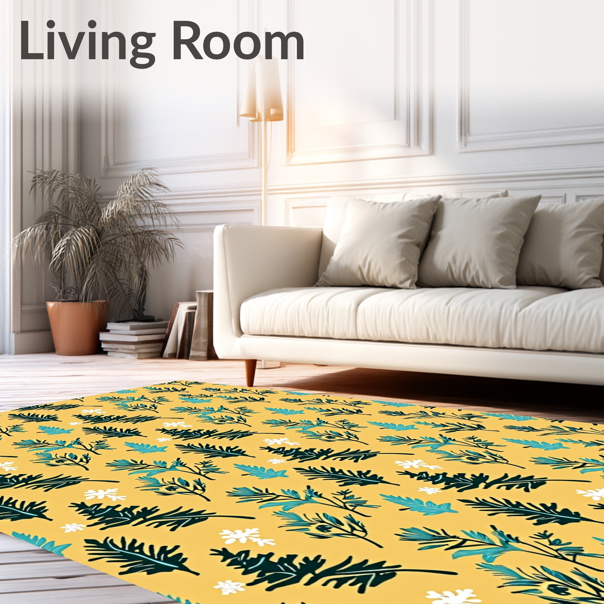 Winter Evergreen Foliage Yellow Rug