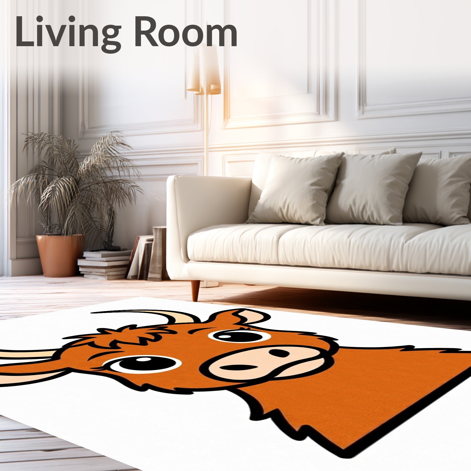Cute Brown Highland Cow Portrait Rug