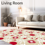 Red White Snowflake Festive Garland Rug