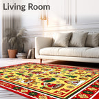 Merry Christmas Santa Reindeer Woodland Scene Rug