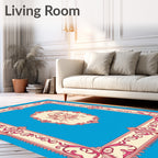 Ornate Blue Cherub Frame Rug