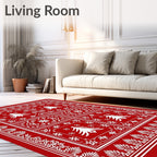 Crimson Christmas Tree Snowflake Medallion Rug