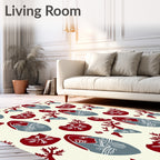 Red Gray Abstract Botanical Bloom Rug