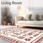 Deep Red Folk Tree Snowflake Medallion Rug