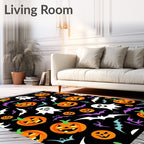 Spooky Jack-o'-lantern Ghost Bat Collage Rug