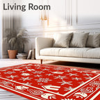 Rustic Red Snowflake House Welcome Rug