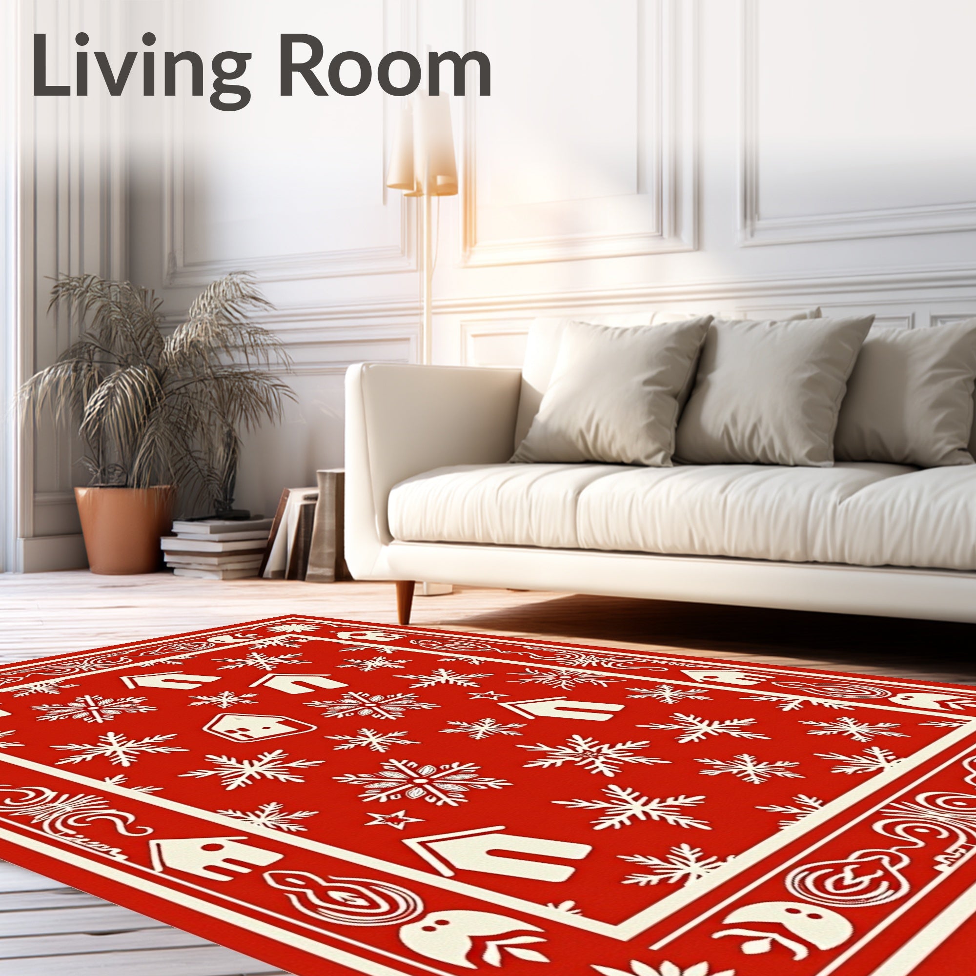 Rustic Red Snowflake House Welcome Rug
