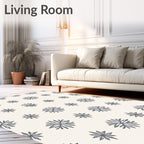 Gray Starburst Floral Background Rug