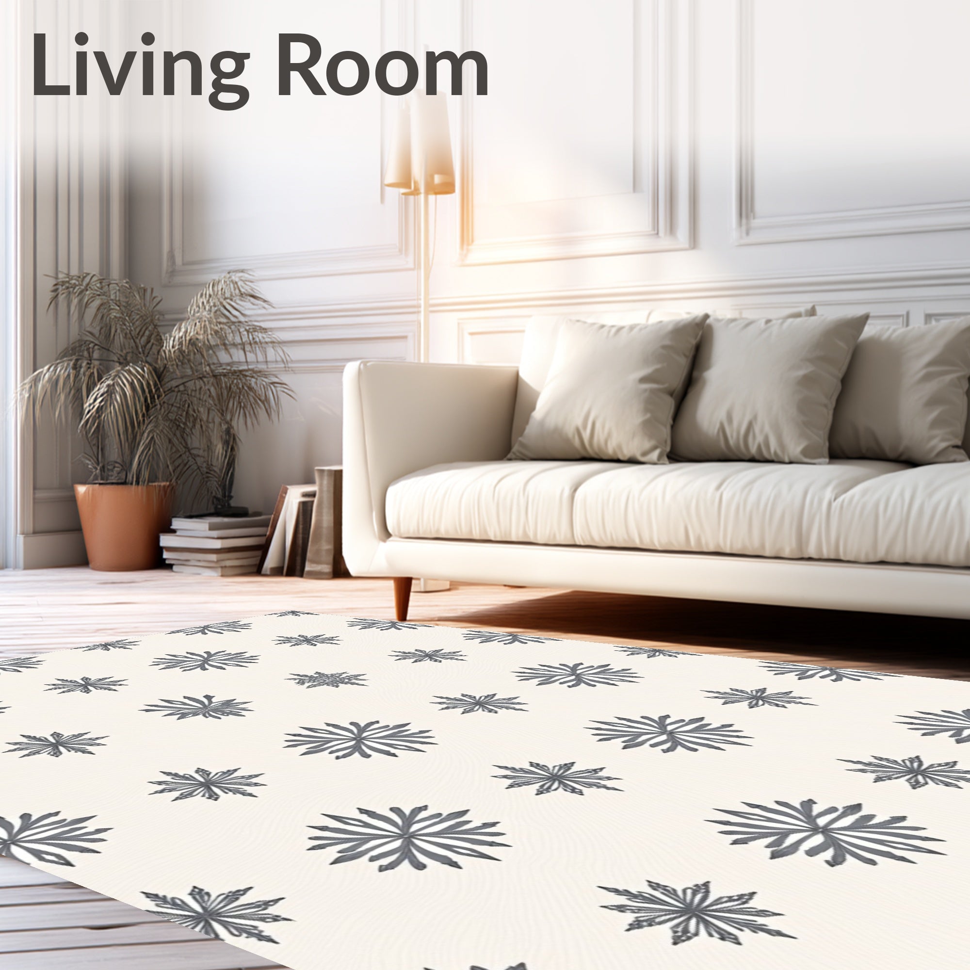 Gray Starburst Floral Background Rug