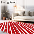 Red White Diagonal Stripe Star Rug