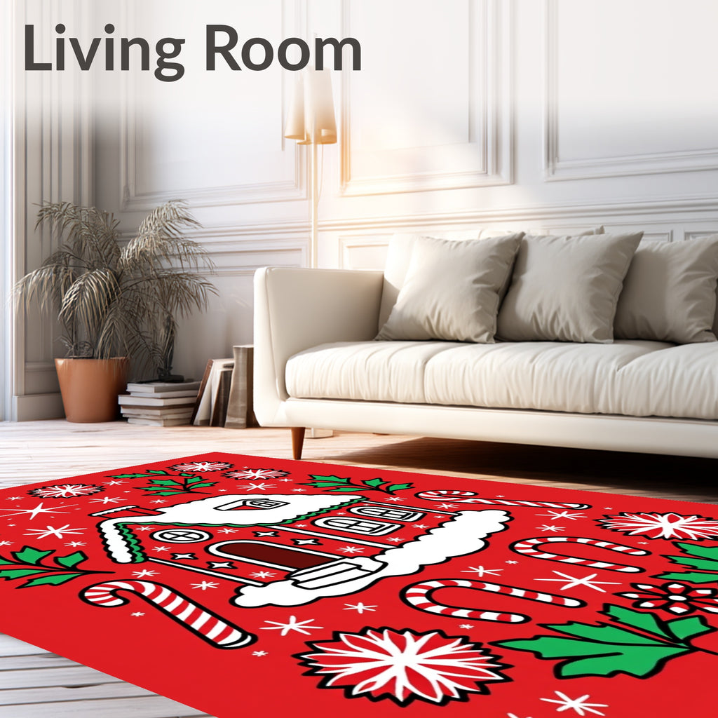Winter Wonderland Gingerbread House Rug