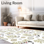 Winter Penguins Pine Boughs Snowflakes Rug