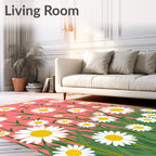 Coral Daisy Fields Grass Rug