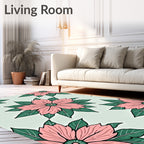 Floral Bloom Petal Green Leaf Rug