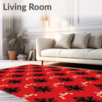 Classic Black Red Floral Medallion Rug