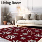 White Snowflakes On Deep Red Rug