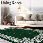Ornate Emerald Snowflake Medallion Border Rug