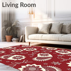 Crimson Floral Paisley Bow Ribbons Rug